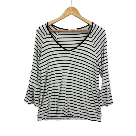 Calvin Klein Shirt Top Blouse Size M Striped Corpcore Classiccore‎ Preppy Retro - Picture 1 of 13